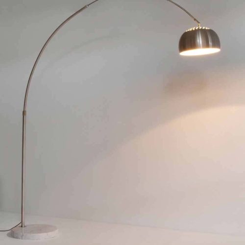 Piantana arco Class argento con base in marmo